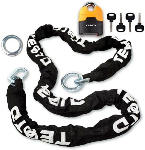 Motorrad-Kettenschloss, 200 cm lang, strapazierfähig, diebstahlsicher, Sicherheit, schnittsicheres Moped-Schloss mit 4 Schlüsseln für Fahrrad, Roller (aktualisierte Version)