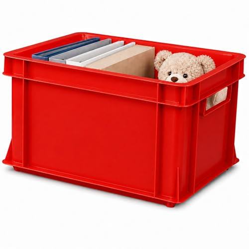 ARTECSIS® Caisse de rangement empilable en plastique 29 L, rouge, 41 x 34 x 24 cm – Maison et atelier