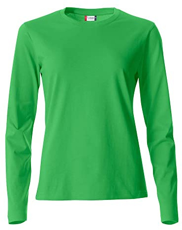 Clique - T-shirt à manches longues à col rond pour femme Basic-T L/S en jersey de coton coupe slim fit en différentes tailles et couleurs, Vert acide., Medium