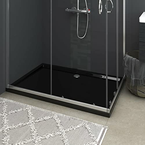 ZHOUMIN Plato de Ducha, Cabina De Ducha, Borde Plato Ducha, Mampara Plato De Ducha, Antideslizante Ducha, Rectangular Negro ABS 80x120 cm