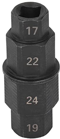 Sechskant Achsenwerkzeug für Motorrad Vorderachsrad, 17 Mm, 19 Mm, 22 Mm, 24 Mm Sechskant Inbusachsen Spindelwerkzeug Steckschlüssel Adapter Werkzeug 3/8 Zoll Motorräder Sechskant (Schwarz)