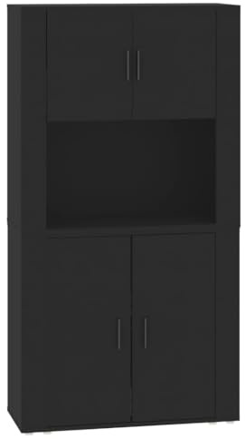 vidaXL Highboard, Sideboard mit viel Stauraum, Mehrzweckschrank Aktenschrank Wandmontage, Kommode Schrank für Wohnzimmer, Modern, Schwarz Holzwerkstoff