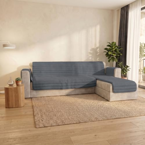 Italian Bed Linen Sofabezug TRENDY mit umkehrbarer Halbinsel, Dunkelgrau, 240cm