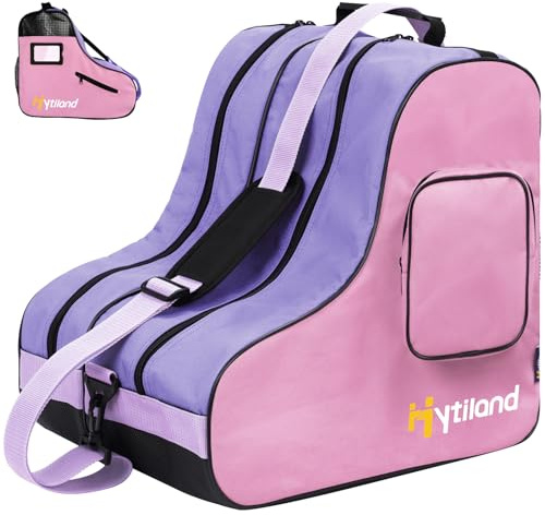 Hytiland Roller Skate Bag, Breathable Ice Skate Bag with Adjustable Shoulder Strap Large Capacity Skate Bag Fit Inline Skates,Ice Skates, and Most Roller Skate Accessories for Kids and Adults, Purple