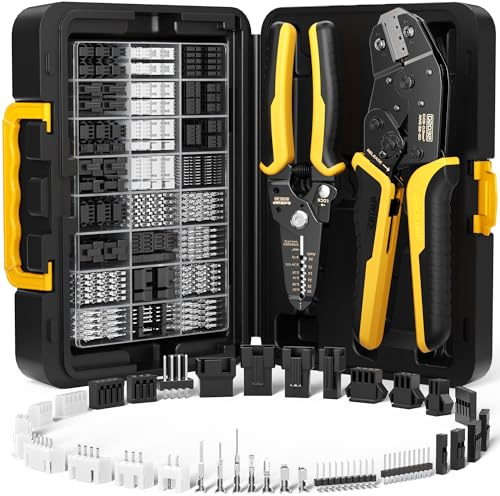DxCRIMP Juego de conectores de herramientas de crimpado, con 32 types connector Dupont+KF2510+JST-XH+JST-SM, Micro crimpadora 0,03-0,5mm² alicates de terminals herramienta de crimpado y pelacables