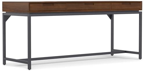 SIMPLIHOME Banting - Escritorio industrial de madera maciza de nogal de 72 pulgadas de ancho, para escritorio de oficina, mesa de escritura, estación de trabajo y mesa de estudio