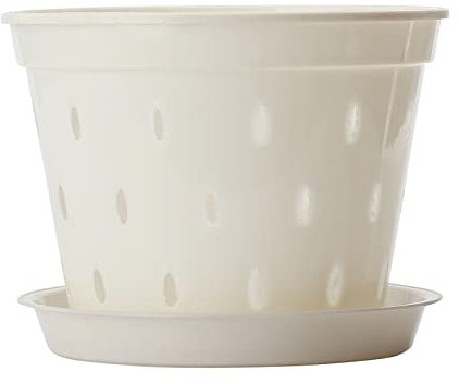 MINGZHE Maceta para Orquídeas con Bandeja, Juego de 5 Macetas de Plástico para Flores, para Interiores Y Exteriores, Maceta de Orquídeas Ranurada Transpirable(#1)