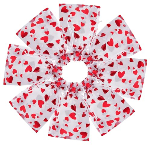 choyaxo 50 Stück rote Organzabeutel mit Kordelzug für Valentinstag, Muttertag, Weihnachten, Hochzeit, Muttertag, Geburtstag (12,7 x 17,8 cm)