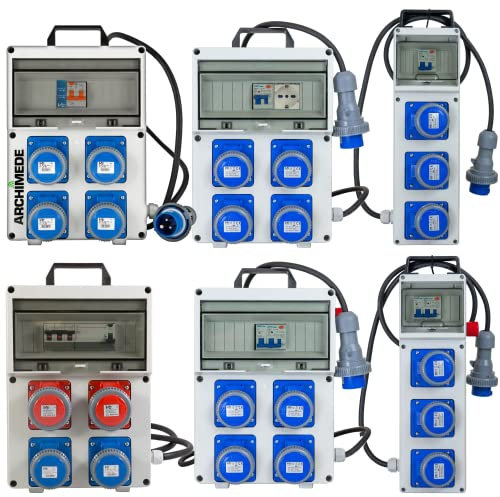 VSDItalia – Quadro di Distribuzione da Cantiere ASC 9KW 32A - per Generatori - Spina da 32A Monofase -3 Prese Industriali IP67 da 16A con Magnetotermico Differenziale da 40A