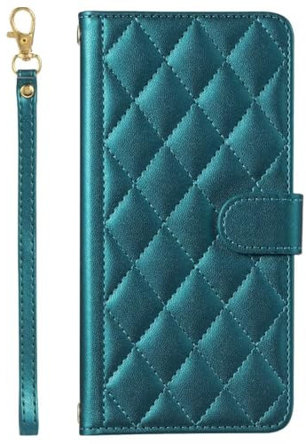 TUUNKMUY Handyhülle für Huawei P20 Pro Hülle, Lederhülle für Huawei P20 Pro Klappbar Hülle Tasche Luxury Flip Wallet Stoßfeste Case Schutzhülle Kartenfächer für Huawei P20 Pro, grün