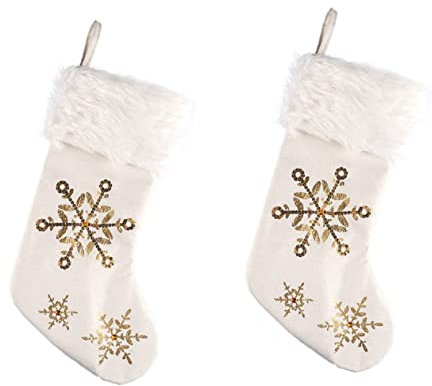 Garneck 1stk Schneeflocken-Strumpf Handgemachte Geschenke Weihnachtsbonbonbeutel Weihnachtsgenuss Weihnachtsstrumpf Weihnachten Pailletten Aufbewahrungstasche Weiß