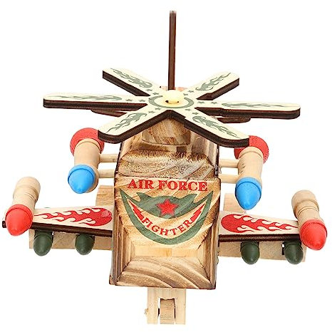 BESTonZON Holz Krieger Hubschrauber Kinder holzspielzeug schreibtischdeko Weihnachtsschmuck Jungenspielzeug Ornament Spielzeugflugzeug Flugzeugmodell Flugzeugverzierung Haushalt Dekorationen