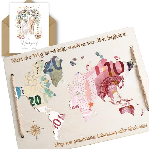 Woodland Mail Hochzeitskarte Geldgeschenk aus Holz mit detaillierter Gravur - mit Hochzeitskarte