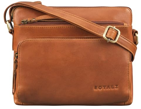 ROYALZ Vintage Leder Handtasche Damen Echtleder 'North Carolina' stilvolle Ledertasche zum Umhängen Schultertasche mit Platz für Smartphone 9.7 Zoll iPad und mehr