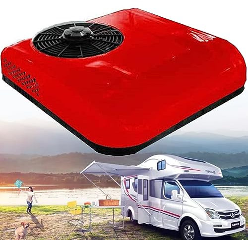 Climatiseur De Toit De Camion éLectrique Universel 12 V/24 V, Climatiseur De Toit De Voiture Ultra-Mince, Climatiseur Uniquement, Unité De Climatisation De Rv, Climatiseur De Camping-Car,Red-24V
