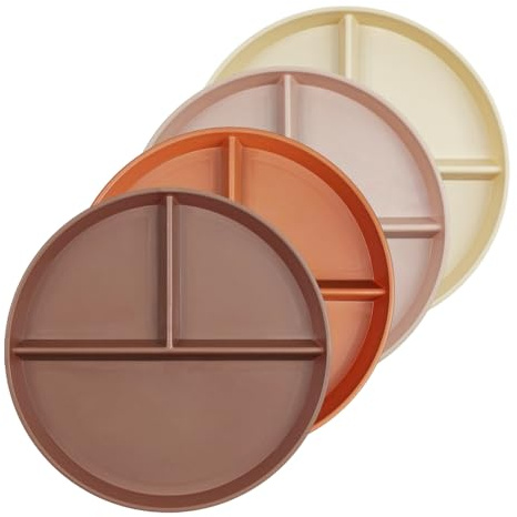 greenandlife Teller Set 4er 22.8cm Unzerbrechliche Speiseteller, Mehrweg Teller, Leicht Plastikteller, Geschirr Plate Mikrowellen& Spülmaschinenfestv, Camping teller für Erwachsene