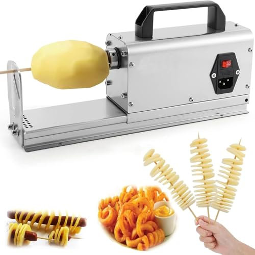 Cortadora de Patatas automática de 40 W, cortadora de Frutas y Verduras 3 en 1, cortadora de Patatas en Espiral de 180 RPM, cortadora de Patatas eléctrica en Espiral, para la Familia, la Cocina y la