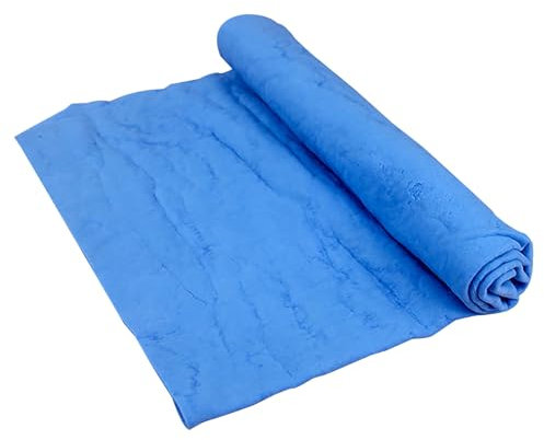 WOLMIK Swim Chamois Towel, PVA Imitation Chamois Absorbent Dry Towel, Quick Dry Towels for Gym, Swimming, Camping, Diving, Triathlon, Etc (Blue,12.6 x 17 Inch)