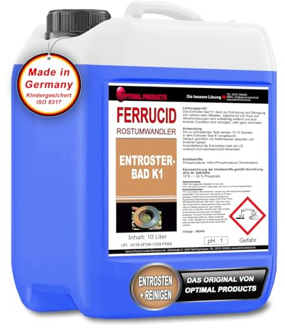 Optimal Products die bessere Lösung Tauchbad Rostlöser Rostumwandler Entroster Industriequalität 10 Liter Kanister
