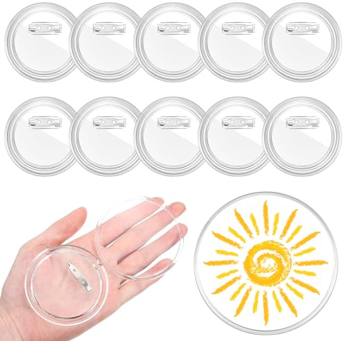 10 Stück Buttons Selber Machen, 58mm Transparente DIY Ansteckbuttons, DIY Abzeichen Werkzeug, Klar Knopf Pin Abzeichen Kit, für Kinder Foto Kleidung Bild Party Namensschilder