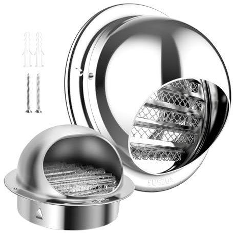 Griglia Di Ventilazione A Sfera In Acciaio Inox, Cappuccio A Griglia Di Ventilazione, Bocchette Di Scarico Rotonda A Parete, Per Tubi Cucina Bagno Di Ventilazione(160mm/6.30in)