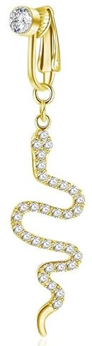 fdsmall Faux nombril piercing clip anneau de nombril, barre de nombril en acier chirurgical, faux nombril piercing argent pour les femmes (02)