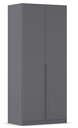 Rauch Möbel Alabama, Kleiderschrank, Farbe Grau metallic, Breite 91 cm | Schrank, 2-türig, Zubehör Basic, für Schlafzimmer, Kinderzimmer, Homeoffice, Gästezimmer, Garderobe, Flur
