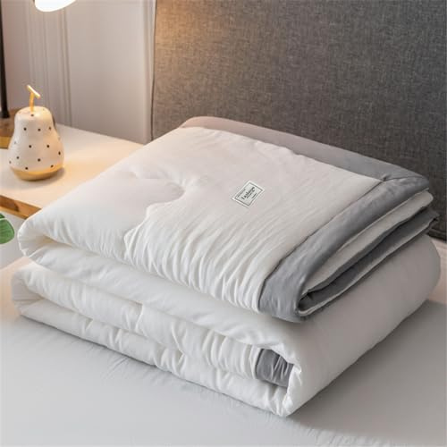 Couvre-lit matelassé rafraîchissant pour l'été - Couverture douce, légère, respirante et réversible évacuant l'humidité, pour les dormeurs chauds - Chambre climatisée (blanc, 200 x 230 cm)