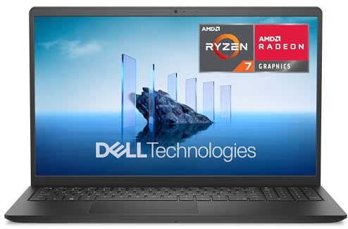 DELL 15 Ordenador Portátil DC15255, AMD Ryzen 7 7730U, 15,6 FHD 120Hz | Windows 11 Home, AMD Radeon Graphics, 16 GB RAM, 1 TB SSD, 2 altavoces sintonizados, Wi‑Fi 5, Bluetooth, Webcam HD, Negro