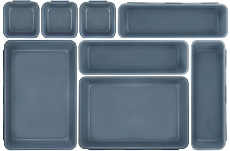 IPOW Juego de 8 Organizadores para Cajones Cajas de Plástico en 3 Tamaños Multiusos Cocina, Baño, Oficina