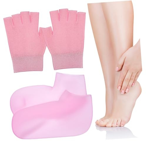Veemoon Feuchtigkeitsspendende Handschuhe und Socken Gel-handschuhe für Intensive Feuchtigkeitspflege Spa-handschuhe für Trockene Hände Bequeme Tragezeit Multifunktionales Design für Home-