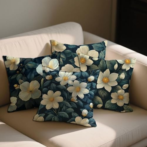 Verde Scuro Cuscini da Esterno Impermeabili 100x100 cm Federe Cuscini Pianta Quadrate Decorativi Copricuscini Set da 4 Impermeabili Velluto Copricuscini per Giardino Esterno Balcone Decor Regalo -1098