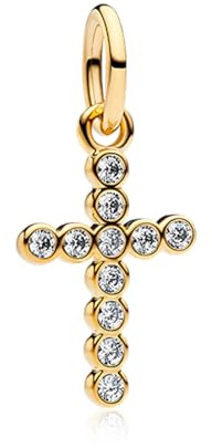 YUMINN Goldkreuz Charms 925 Sterling Silber für Armbänder und Halsketten Dangle Anhänger Beads Schmuck Geschenke für Damen