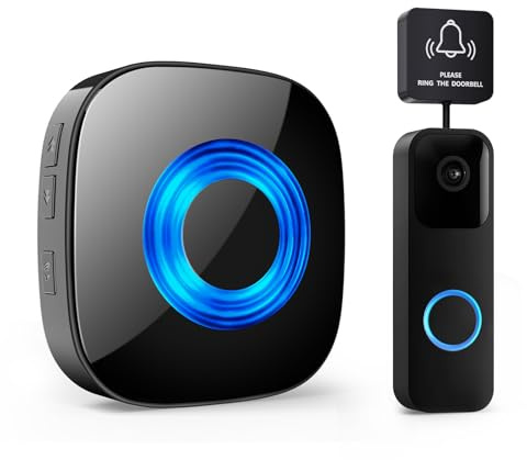 PHYSEN Funksignal Weiterleitung, WET03B Funkklingel-Erweiterungsset, Kompatibel mit allen Blink Doorbell, 58 Melodien & 5 Lautstärkestufen, Reichweite bis zu 200 m, 1 Konverter und 1 Empfänger