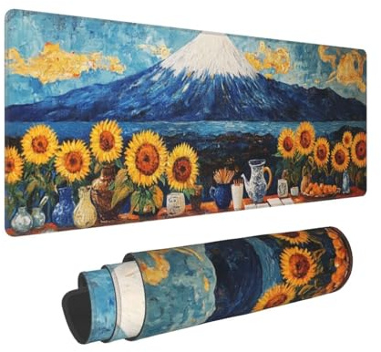 Alfombrilla Ratón XXL Gaming 1400x600x3mm,Grande Alfombrilla Ratón Amarillo Patrón Mouse Pad Gaming,Tapete Rato Flor Impermeable y Antideslizante Base de Goma para Decoracion Escritorio Hogares 0E-492