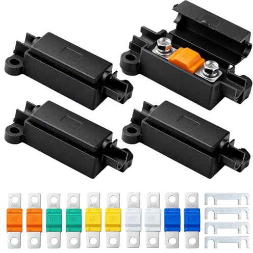 4PCS Midi Fuse Holders + 10Pcs Fuses Assorted 30/40/60/80/100Amp