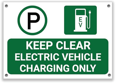 LP Lifestyle Keep Clear Electric Vehicle Charging Only Sign – Durable Weatherproof Rust-Free Waterproof PVC EV Charging Bay Notice, Outdoor Car Park Sign No.375 (A6 (105mm x 148mm) – Holes)