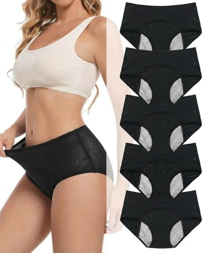 Drywear Slipeinlagen Schwarz Damen Inkontinenz, Unsichtbare und Atmungsaktive Einlagen, Waschbar und Wiederverwendbar, Diskret für Alltag und Nacht (Black,L)