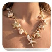 Xecamuvila Collar de Conchas y Estrella de mar para Mujer, Collar Boho como Accesorio de Verano para Mujer