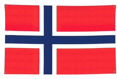 Bandera noruega impresa con cuatro agujeros decorados, bordes cosidos, bandera de pared para decoración de pared de oficina y hogar