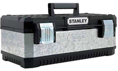STANLEY Tools Werkzeugbox Metall-Kunststoff (galvanisiert, 23 Zoll, mit Vorhängeschloß, Metallschließen, Bi-Material Griff) 1-95-619 Multicolor 59cm