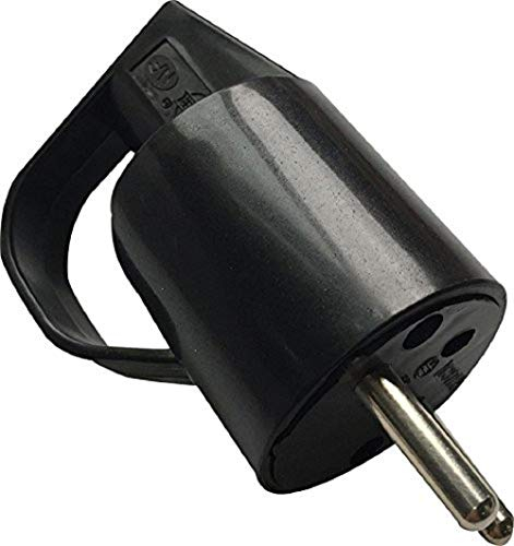 Dio – Conector de 2 pines con toma de tierra y anillas, color negro