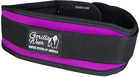 Gorilla Wear Womens 4 Inch Lifting Belt - schwarz/lila - Bodybuilding und Fitness Gürtel für Damen, S