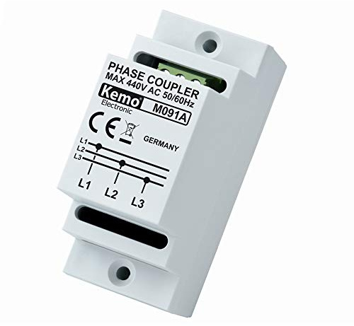 Kemo M091A Phasenkoppler für Powerline Produkte für Hutschienenmontage. Verbindet alle 3 hausinternen Netzphasen kapazitiv, für Übertragungsraten bis zu 650 Mbit