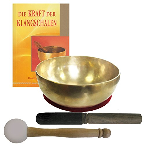Therapie KLANGSCHALE 600-700g Handarbeit Nepal 5-tlg Klangmassage SET. KLEINE HERZSCHALE + Buch + 2 x Klöppel + ZUBEHÖR. 70218