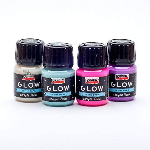 Zita's Creative Acrylfarbe Nachtleuchtend in Set 4x30ml - Winter, Glow in The Dark, Leuchtfarbe, Bastelfarbe, Acrylfarbe