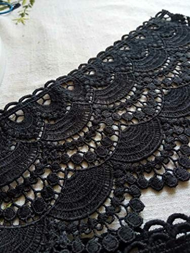 Yulakes 3 Yard 11cm-12cm Weiß Baumwolle spitzenband Vintage Häkelband Spitze Borte Häkelspitze Häkel-Borte Spitzenband für Nähen Handwerk Hochzeit Deko Scrapbooking Geschenkbox (Schwarz)