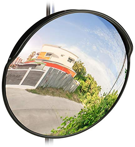 relaxdays 10028415 Miroir de Circulation 60 cm, Professionnel, résistant aux intempéries, Solide, intérieur et extérieur, Noir
