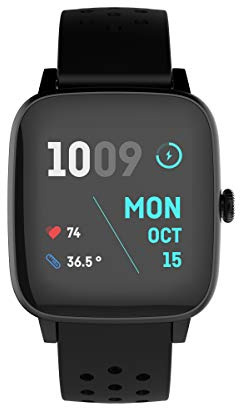 PRIXTON Life Fit-Pulsera de Actividad Reloj Inteligente para Mujer y Hombre con Termometro Pulsometro Registro de Actividad para Fitness Estilo Deportivo Compatible con Android e iOS, Negro, Estandar