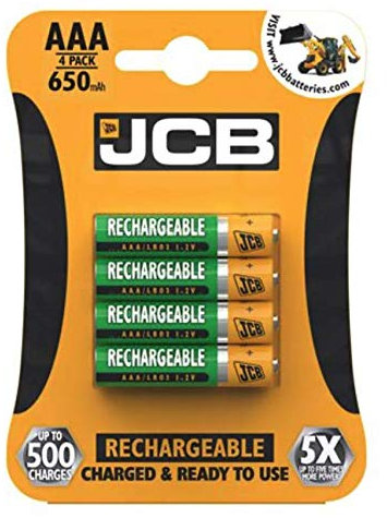 S17189 JCB AAA 650mAh Rechargeable Batteries - Pack of 4